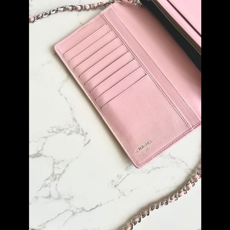 【LA LUNE】絕版古董包 Chanel粉紅色WOC 側背包 斜背包 中古二手包 長夾皮夾-8