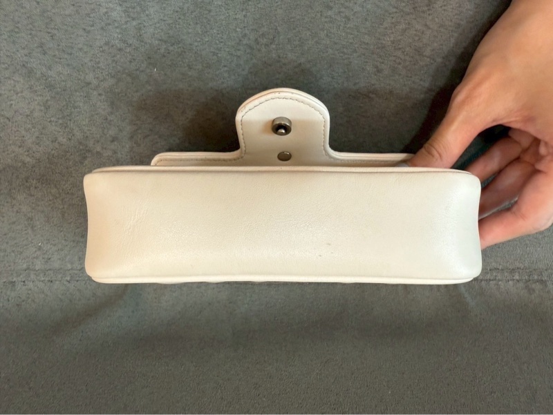 二手正品 Gucci marmont super Mini 16cm 翻蓋鏈包 白色-4
