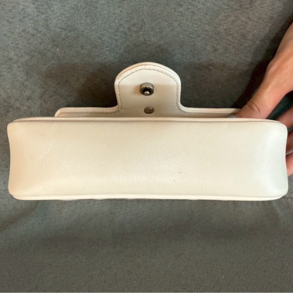 二手正品 Gucci marmont super Mini 16cm 翻蓋鏈包 白色-12