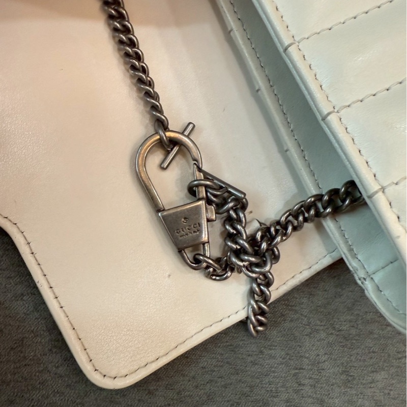 二手正品 Gucci marmont super Mini 16cm 翻蓋鏈包 白色-14