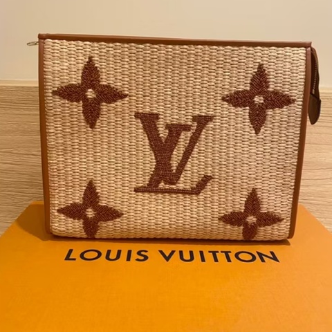 LV 拉菲草手拿編織包 M80351