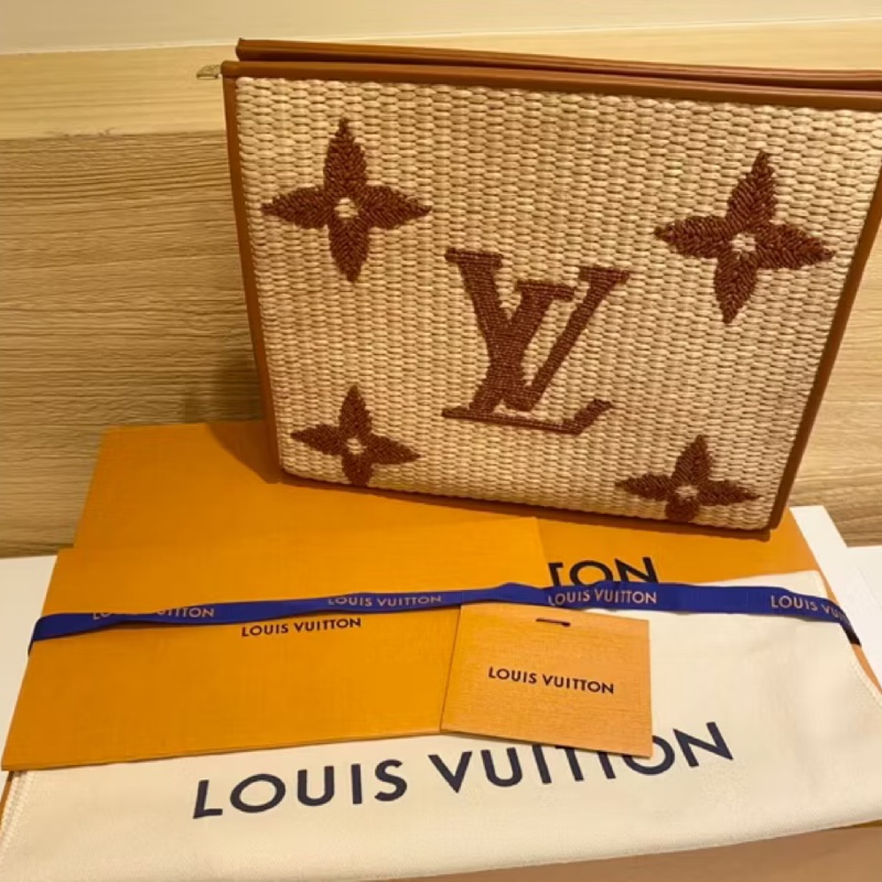 LV 拉菲草手拿編織包 M80351-1