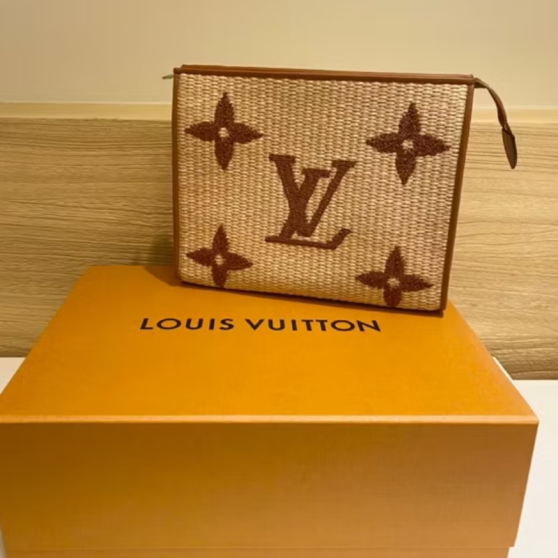 LV 拉菲草手拿編織包 M80351-2