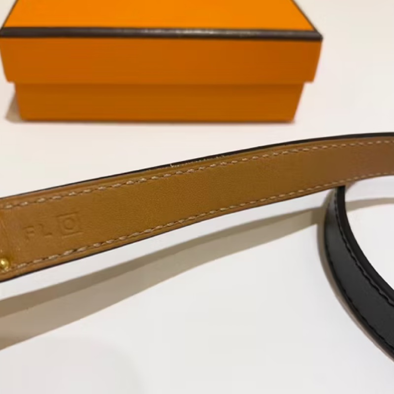 Hermes Kelly皮革手環黑金/金剛色-5