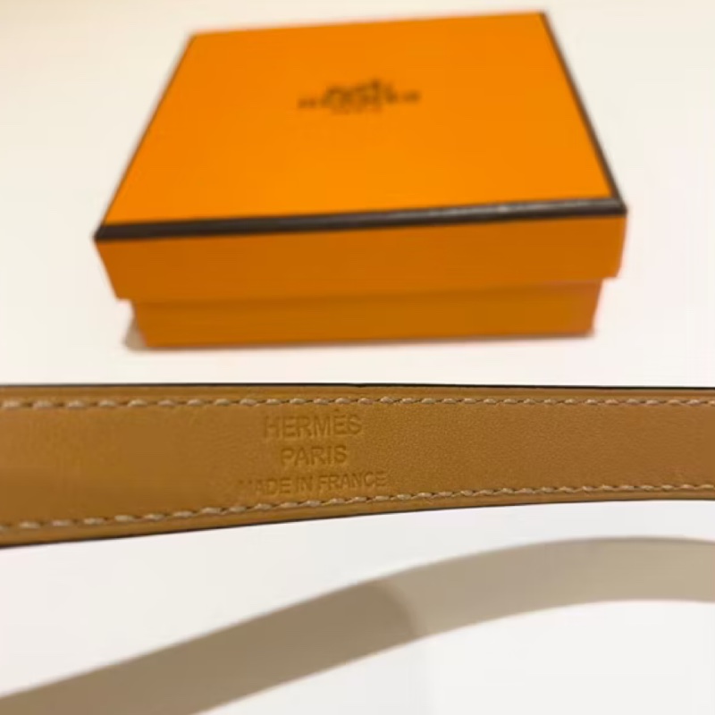 Hermes Kelly皮革手環黑金/金剛色-6