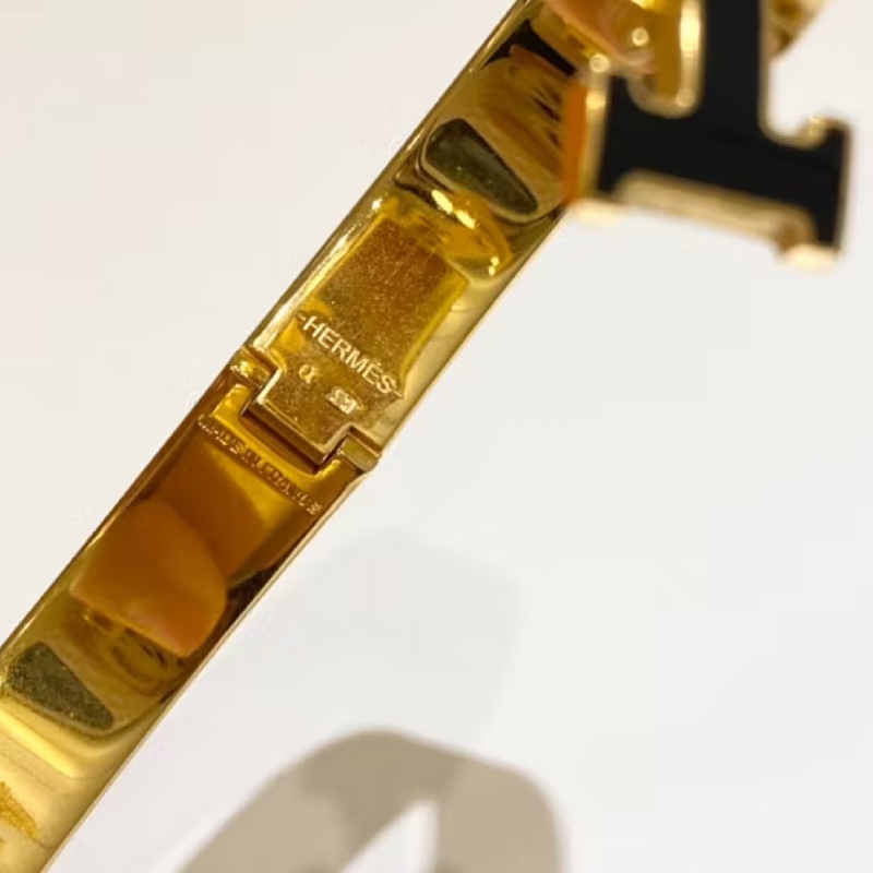 Hermes Clic H Logo 黑金琺瑯手環 手鐲-5