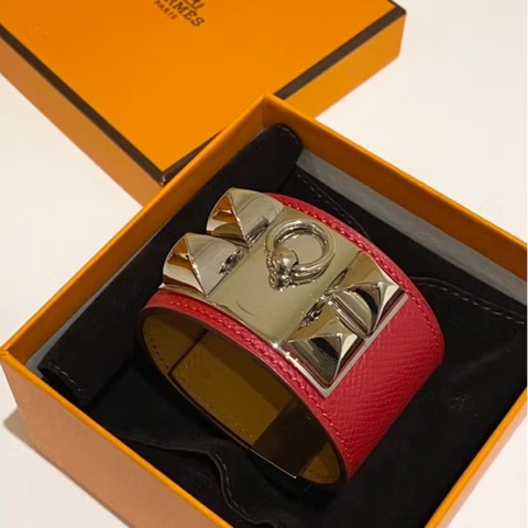 Hermes愛馬仕 cdc 紅色銀扣手環S