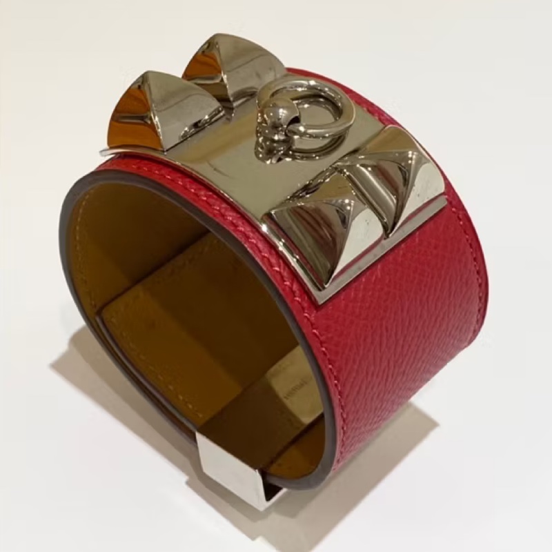 Hermes愛馬仕 cdc 紅色銀扣手環S-4