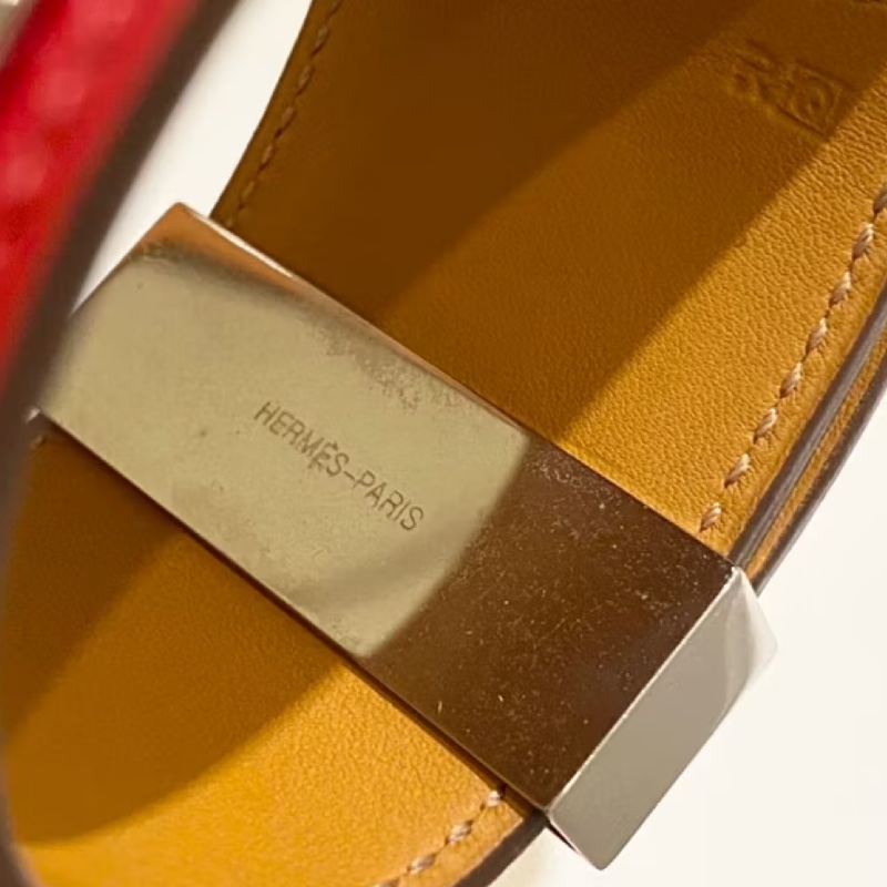 Hermes愛馬仕 cdc 紅色銀扣手環S-8