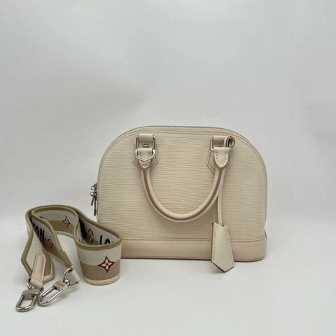 LV 水波紋貝殼銀扣Alma BB手提肩背斜背包 芯片款 23*18*11 98新配件塵袋鑰匙