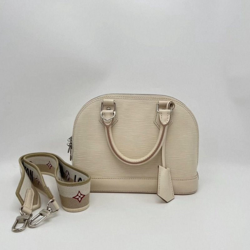 LV 水波紋貝殼銀扣Alma BB手提肩背斜背包 芯片款 23*18*11 98新配件塵袋鑰匙-0