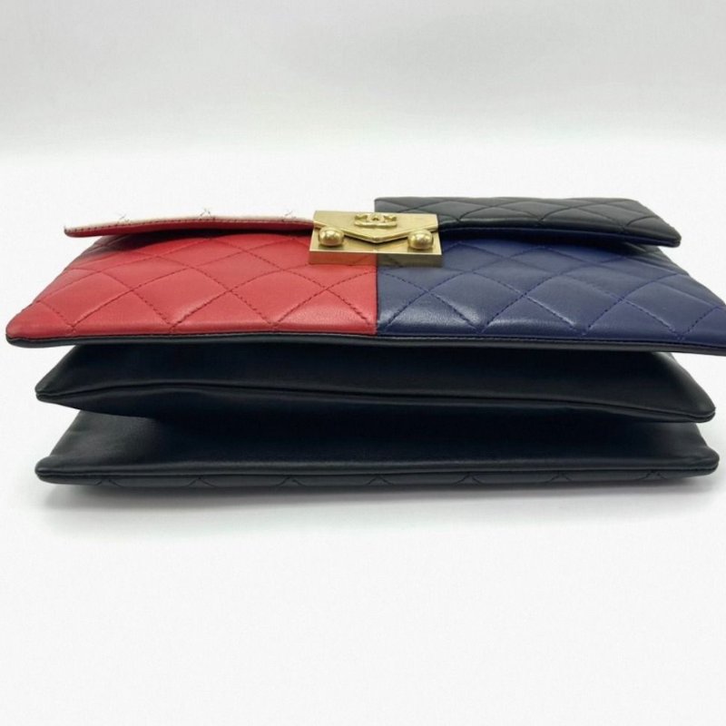 CHANEL 四拼色CF肩背斜背包25*17*4 98新配件塵袋-4