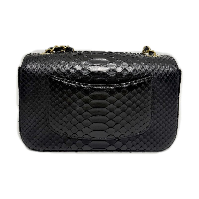 [ 2937］ Chanel 香奈兒 CF 黑金色 斜挎包 (蛇皮) 大mini-1