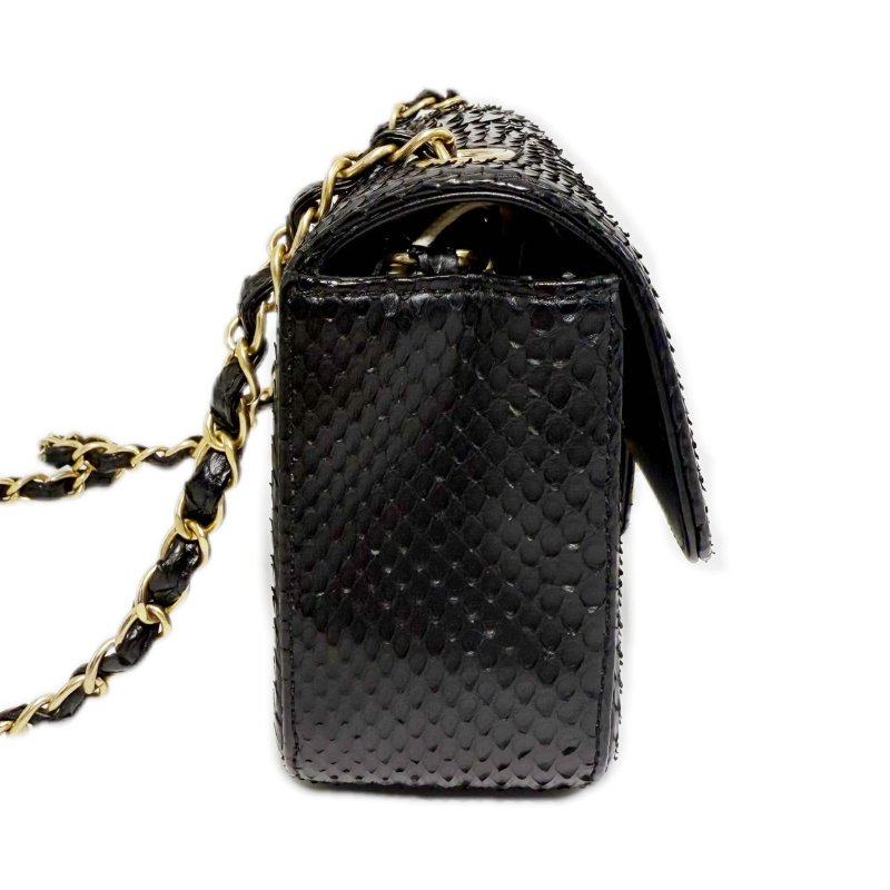 [ 2937］ Chanel 香奈兒 CF 黑金色 斜挎包 (蛇皮) 大mini-2