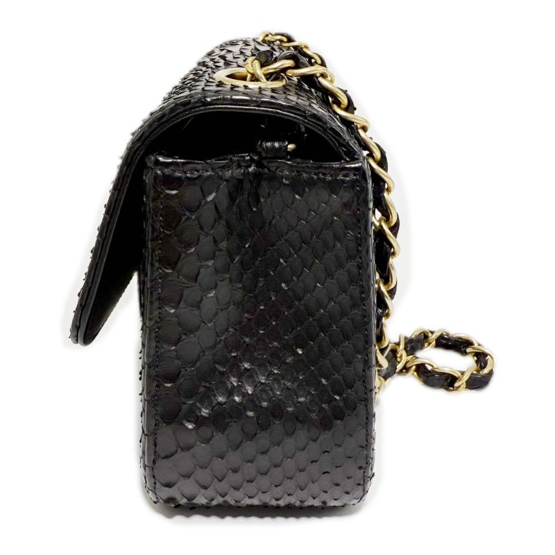 [ 2937］ Chanel 香奈兒 CF 黑金色 斜挎包 (蛇皮) 大mini-3