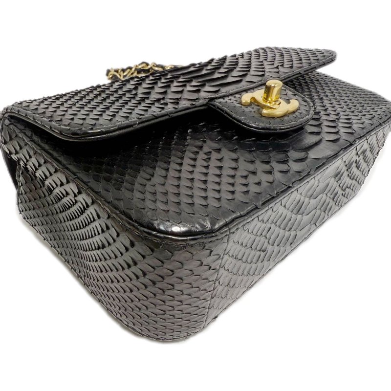 [ 2937］ Chanel 香奈兒 CF 黑金色 斜挎包 (蛇皮) 大mini-7