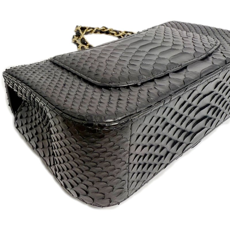 [ 2937］ Chanel 香奈兒 CF 黑金色 斜挎包 (蛇皮) 大mini-9