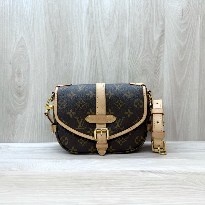 LV原花金釦Saumur BB雙子星手提斜背包M46740-0