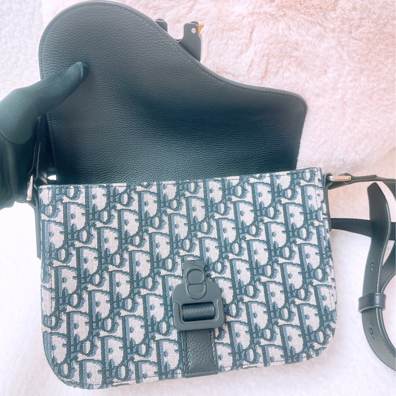 Dior saddle messenger 藍色老花馬鞍郵差包-9