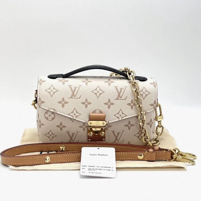 LV 沙丘色mini郵差鏈條手提肩背斜背包 芯片款 21.5*13*6 98新配件塵袋-0
