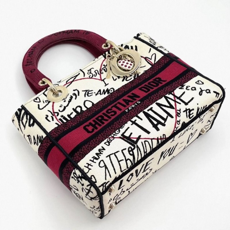 DIOR 黛妃七夕限定帆布手提肩背斜背包 98新配件塵袋購證-1