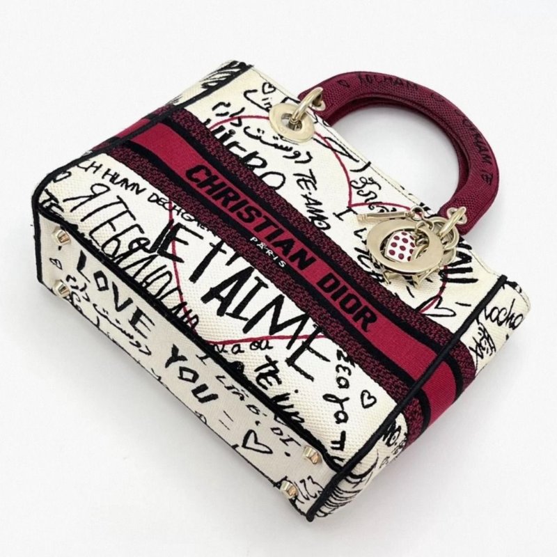 DIOR 黛妃七夕限定帆布手提肩背斜背包 98新配件塵袋購證-2