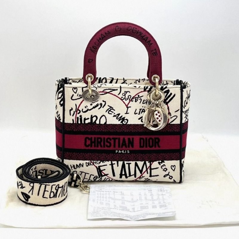 DIOR 黛妃七夕限定帆布手提肩背斜背包 98新配件塵袋購證-6