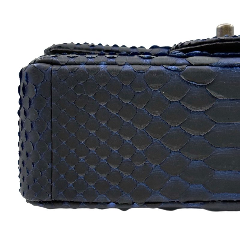 [2797]香奈兒 Chanel CF 蛇皮漸變藍 斜挎包 大mini 銀扣-5