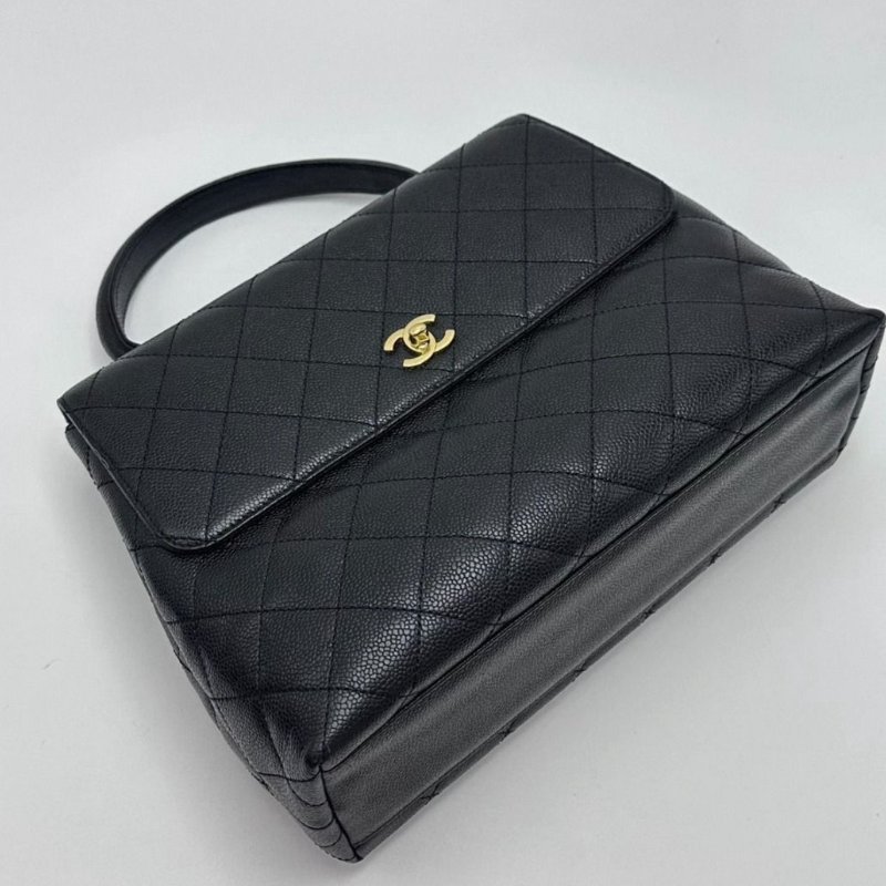 CHANEL 黑金Kelly手提包 30*23*11 98新配件塵袋-1