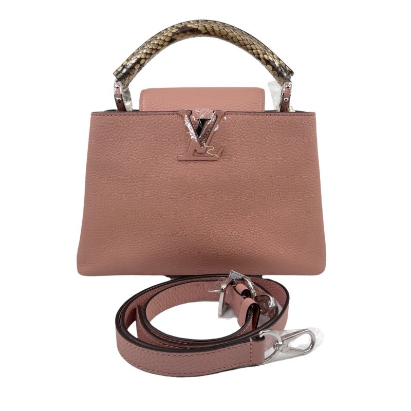 【2353】路易威登 LV Capucines 粉色手提/斜挎包 牛皮 小號 銀扣-0