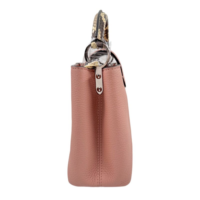 【2353】路易威登 LV Capucines 粉色手提/斜挎包 牛皮 小號 銀扣-3