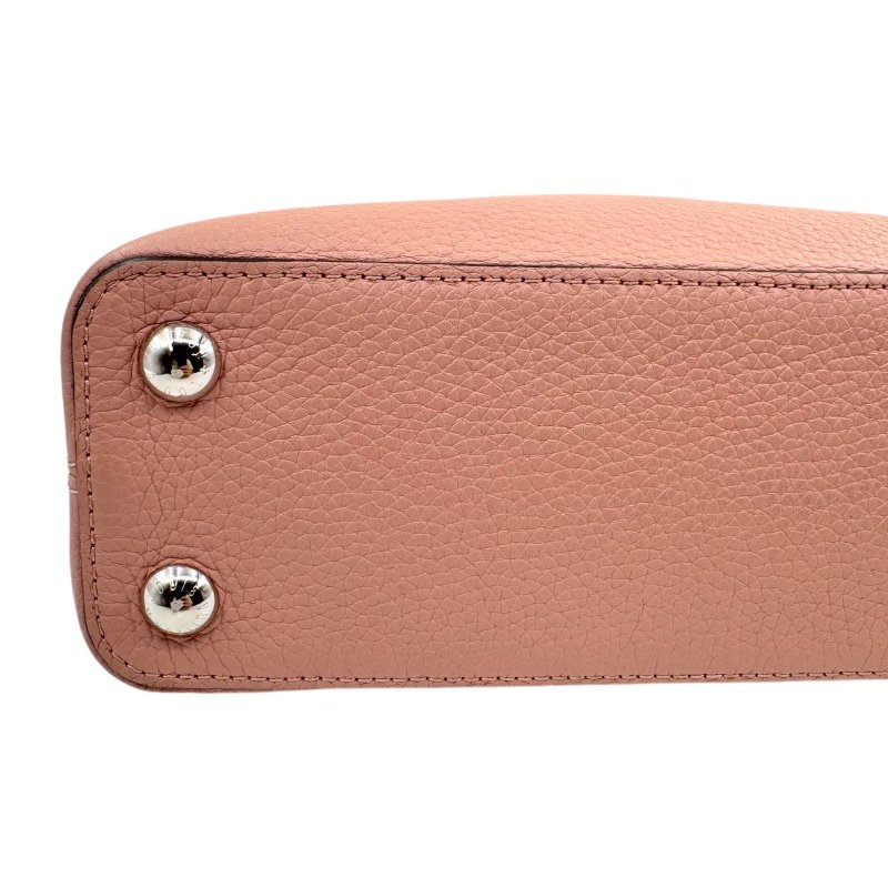 【2353】路易威登 LV Capucines 粉色手提/斜挎包 牛皮 小號 銀扣-5