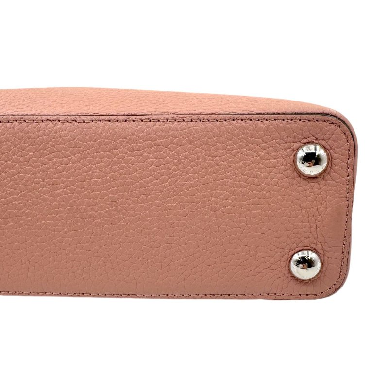 【2353】路易威登 LV Capucines 粉色手提/斜挎包 牛皮 小號 銀扣-6