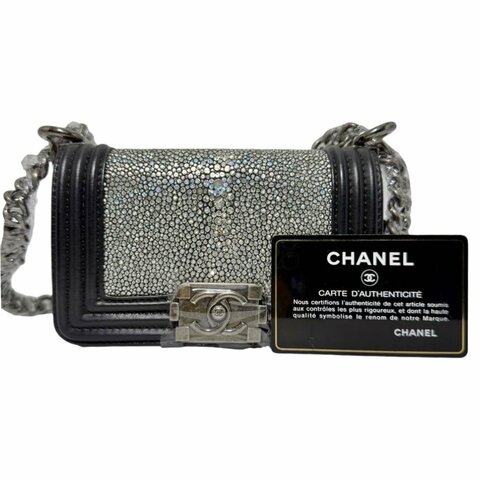 ［2354］香奈兒  Chanel LEBOY 黑色19系列珍珠魚 小號斜挎包