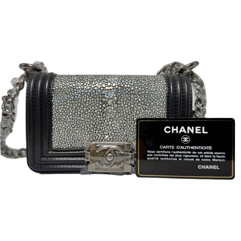 ［2354］香奈兒  Chanel LEBOY 黑色19系列珍珠魚 小號斜挎包-0