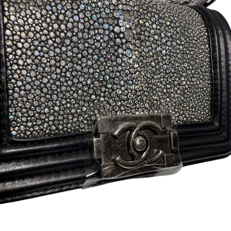 ［2354］香奈兒  Chanel LEBOY 黑色19系列珍珠魚 小號斜挎包-5