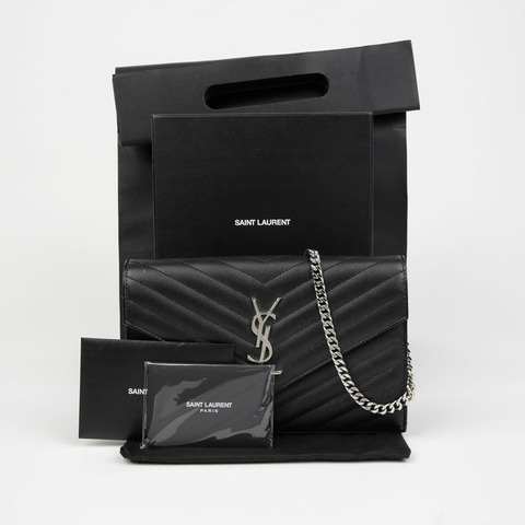 SAINT LAURENT Monogram Chain Wallet Crossbody 377828