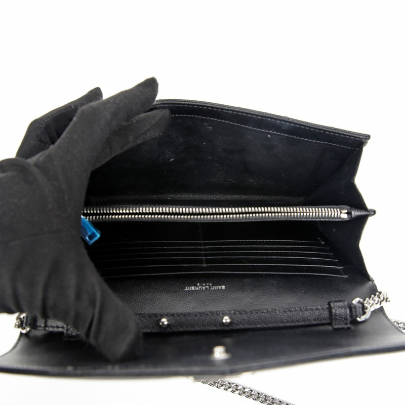 SAINT LAURENT Monogram Chain Wallet Crossbody 377828-12