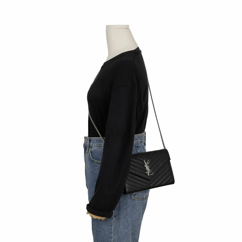 SAINT LAURENT Monogram Chain Wallet Crossbody 377828-14