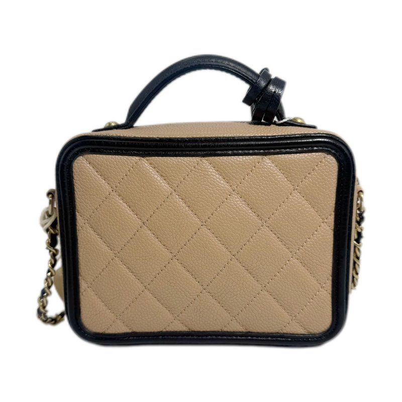 [ 2187］ 香奈兒  Chanel vanity相機包 米色 (荔枝皮) 小號-1