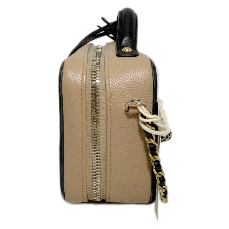 [ 2187］ 香奈兒  Chanel vanity相機包 米色 (荔枝皮) 小號-4