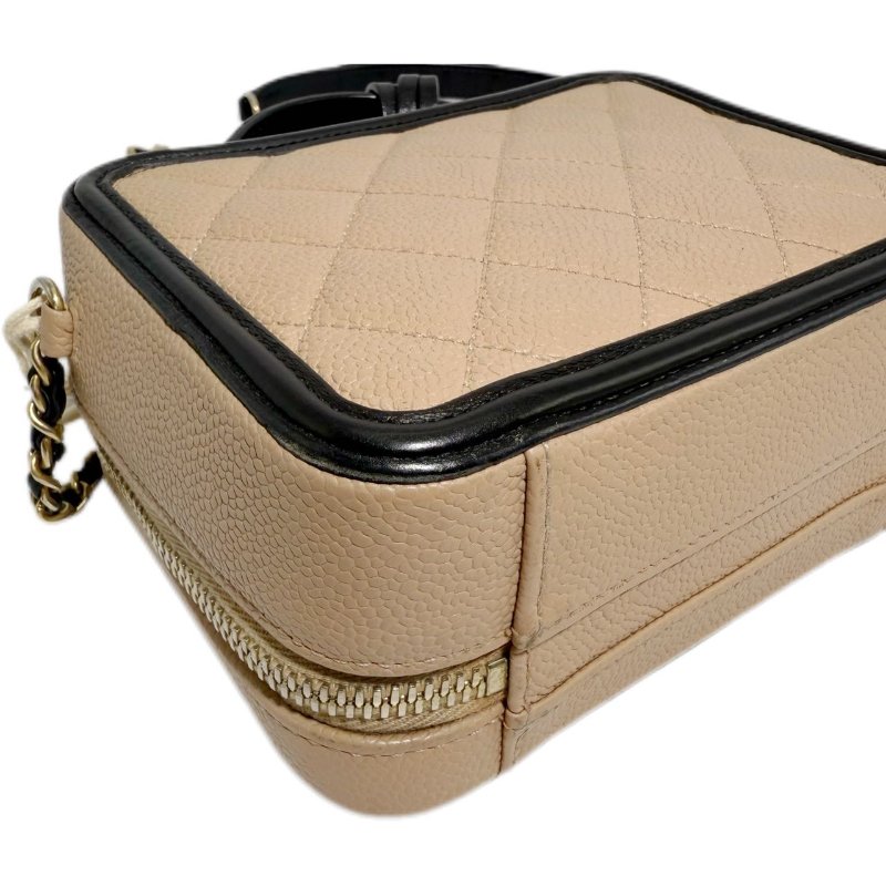 [ 2187］ 香奈兒  Chanel vanity相機包 米色 (荔枝皮) 小號-7