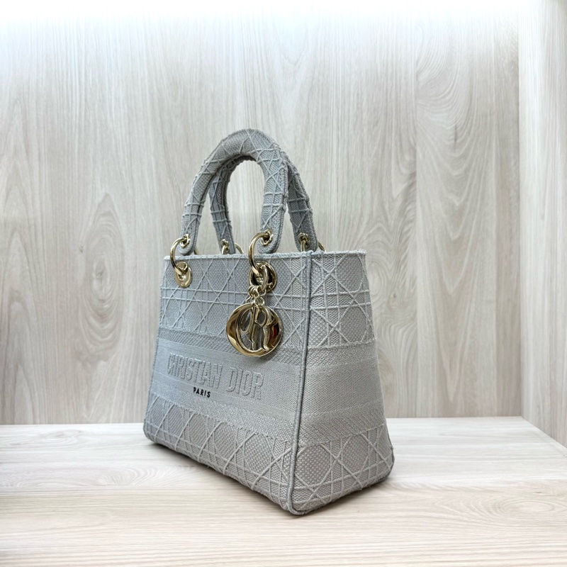 Dior灰色刺繡中號黛妃包M0565-2