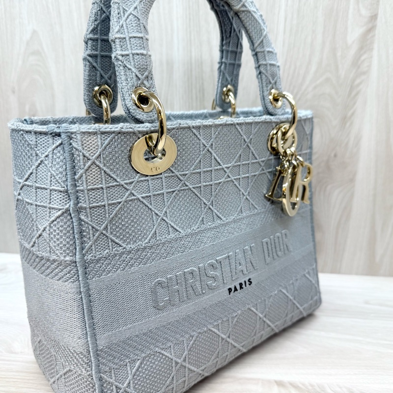 Dior灰色刺繡中號黛妃包M0565-4
