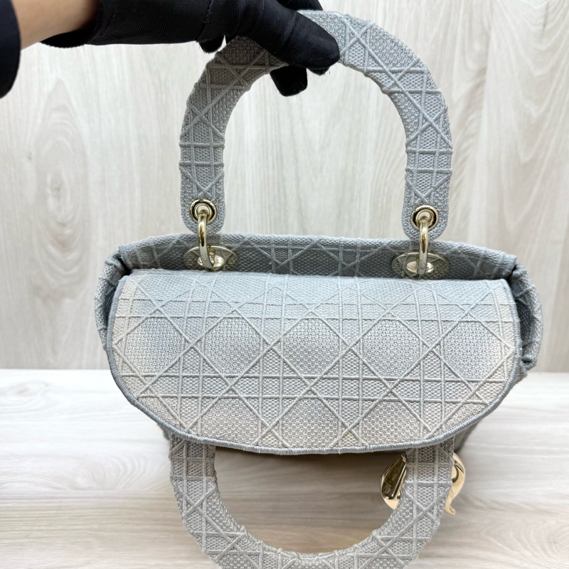 Dior灰色刺繡中號黛妃包M0565-12
