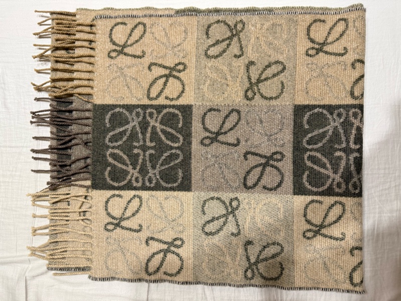 Loewe 羊毛和喀什米爾格子圍巾 2022年限定顏色-3