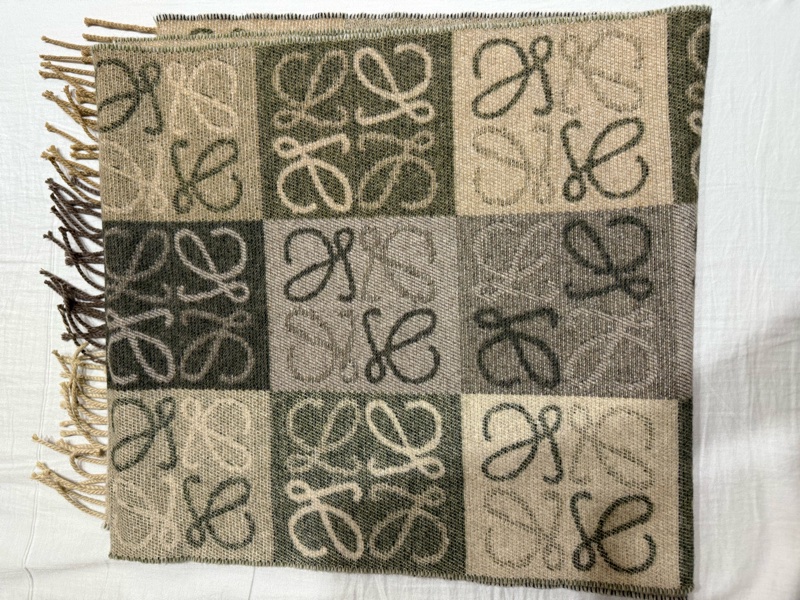 Loewe 羊毛和喀什米爾格子圍巾 2022年限定顏色-4