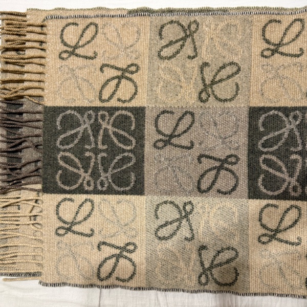 Loewe 羊毛和喀什米爾格子圍巾 2022年限定顏色-10