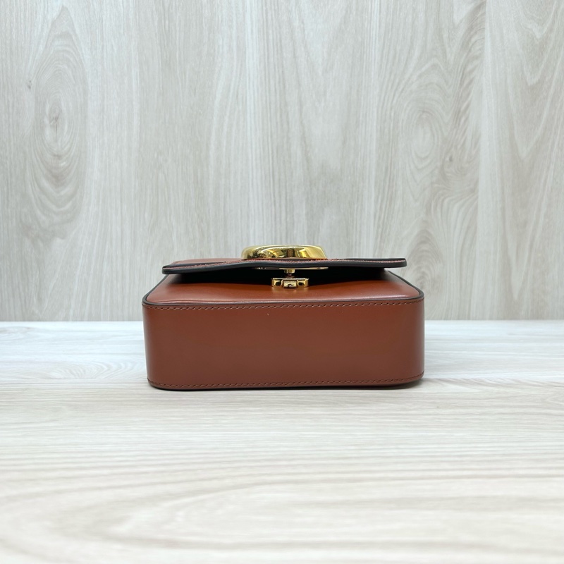 Chloe磚紅棕牛皮麂皮mini C Bag/CHC19US193A3727S-5