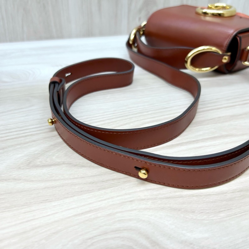 Chloe磚紅棕牛皮麂皮mini C Bag/CHC19US193A3727S-13